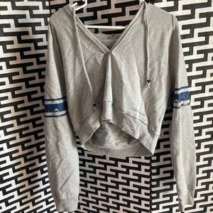 Super comfy distressed crop top hoodie